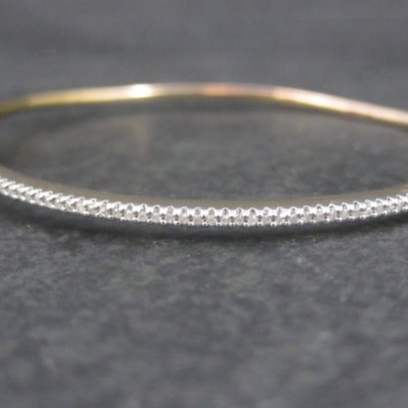 14K ROSE Gold Vermeil Sterling Diamond Bangle Bracelet 7 Inches Macys - Picture 7 of 16